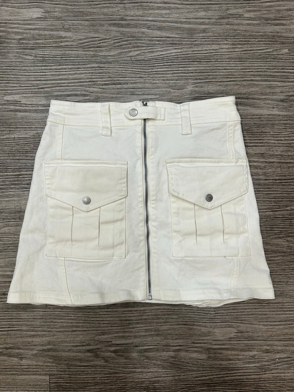 Jordan Denim Cargo Mini Skirt Womens Small White Full Zip Cargo Pockets